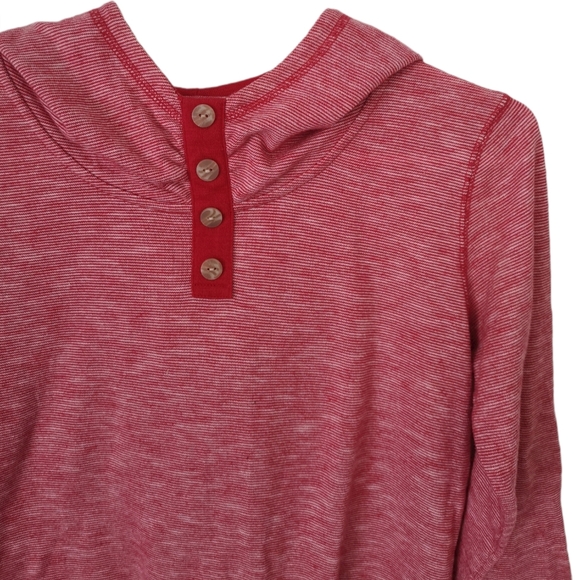 Simon's red tricolor funnel-neck hooded sweatshirt - Picture 2 of 5